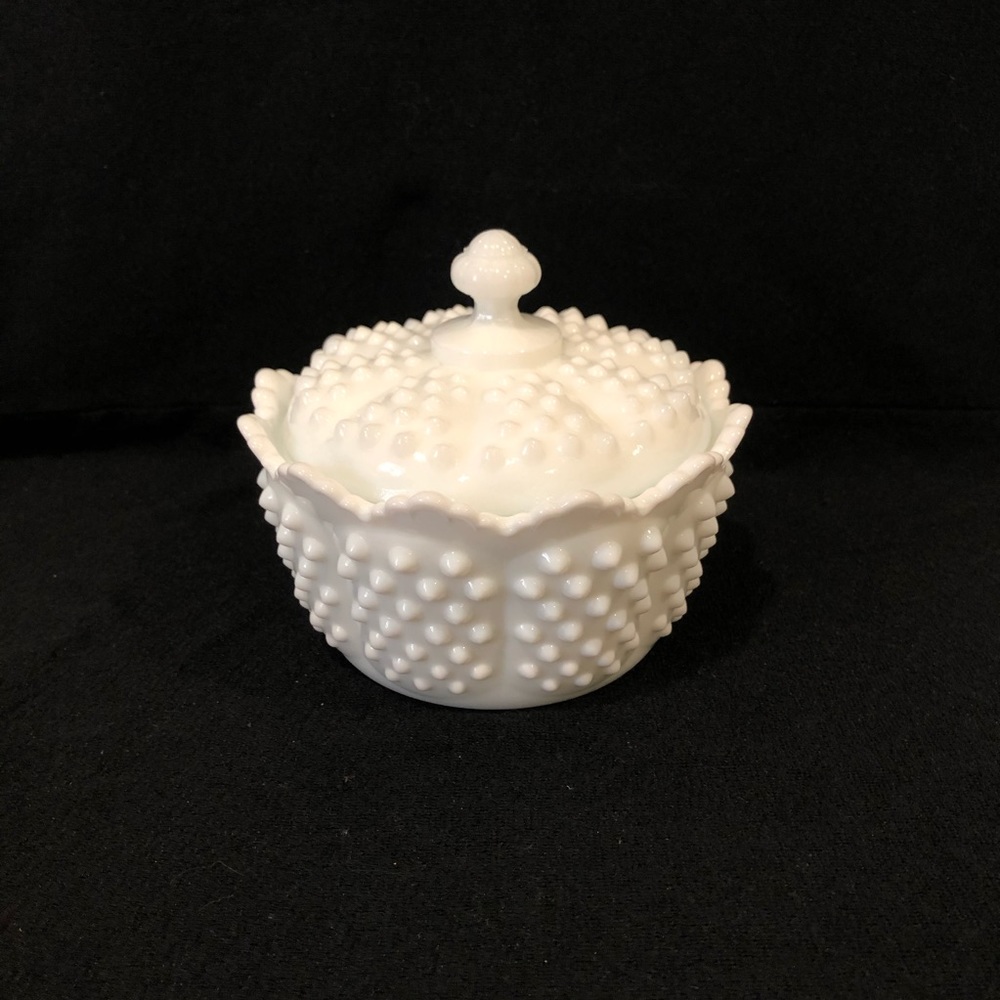 Fenton, Hobnail Milk Glass, Covered Candy Dish